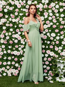 Váy phù dâu Xù màu trơn Hấp dẫn - Màu xanh Bạc hà - Xem 4