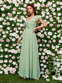 Váy phù dâu Xù màu trơn Hấp dẫn - Màu xanh Bạc hà - Xem 5