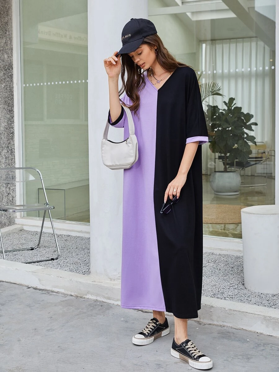 Mulvari 拼接雙色洋裝 - 彩色 - 查看 1