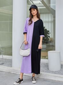 Mulvari 拼接雙色洋裝 - 彩色 - 查看 3