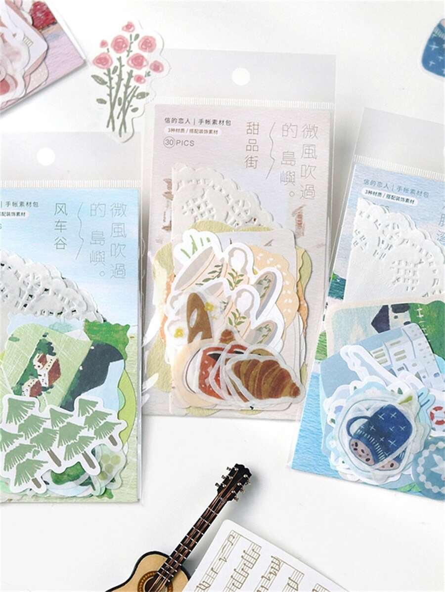 30 cái hỗn hợp mẫu giấy ghi nhớ ngẫu nhiên - Nhiều màu - Xem 1