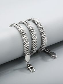 男士素色鏈條樣式項鍊 - 銀色 - 查看 2