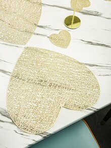 2入組心形鏤空餐墊和杯墊 - 金色 - 查看 4