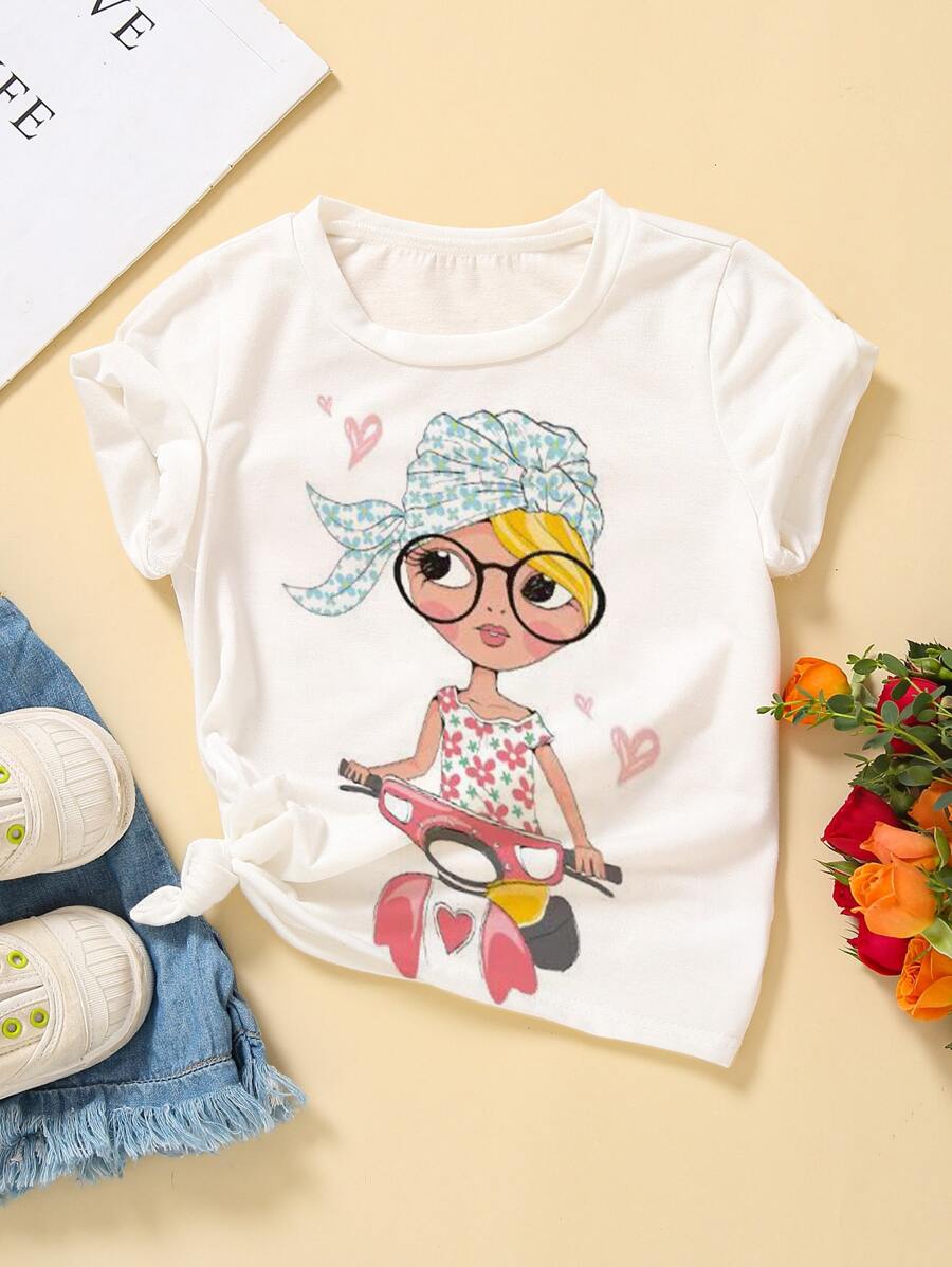 Toddler Girls Figure Graphic Tee - White - View 1