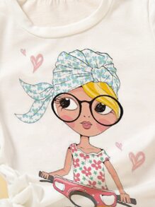 Toddler Girls Figure Graphic Tee - White - View 3