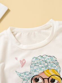 Toddler Girls Figure Graphic Tee - White - View 4