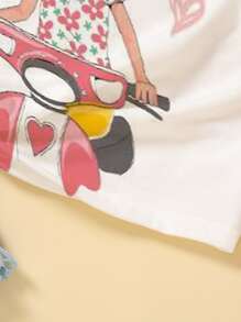 Toddler Girls Figure Graphic Tee - White - View 5