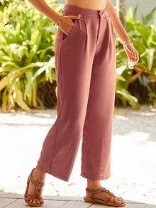 斜插口袋直筒定制西褲 - 紅木色 - 查看 5