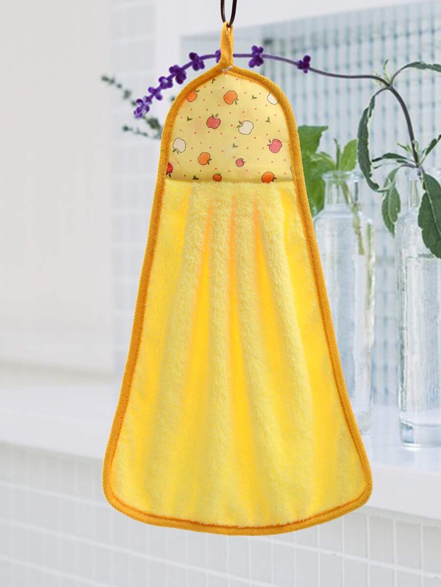 1pc Apple Print Washcloth - Yellow - View 1
