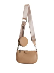 Mini Minimalist  Square Bag With Coin Purse - Khaki - View 1