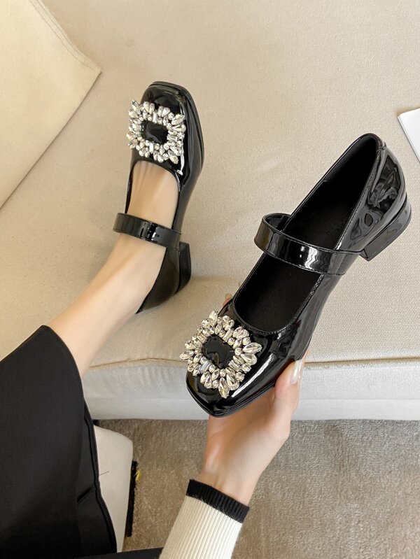 Square Toe Jewelled Mary Jane Flats | SHEIN IN Square Toe Jewelled Mary Jane Flats | SHEIN IN
