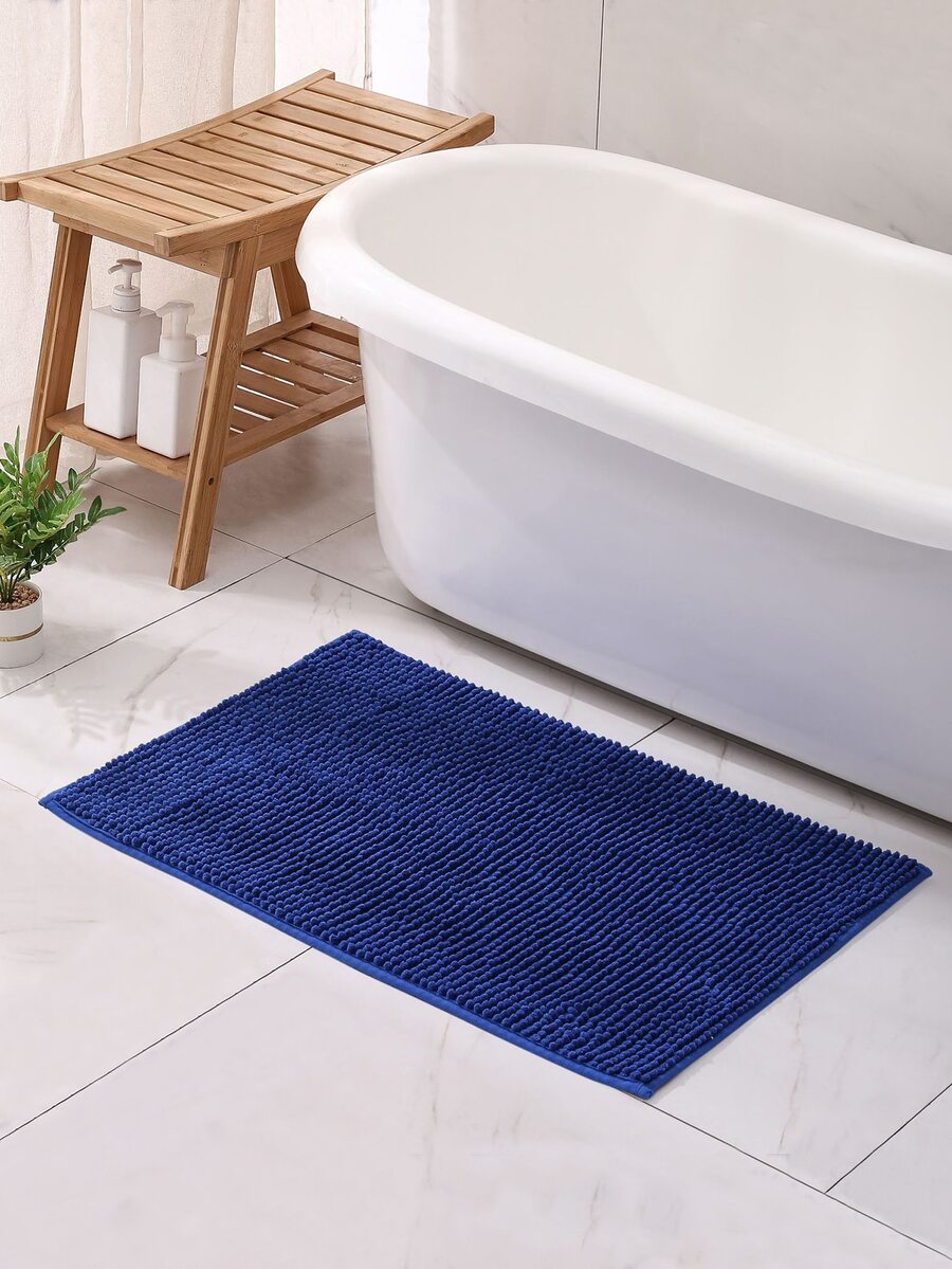 1入組素色雪尼爾防滑浴室毯 - 寶藍色 - 查看 1