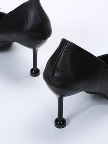 Rhinestone Decor Point Toe Court Pumps - Black - View 3