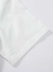 Manfinity Homme Men Letter Patch Detail Cut And Sew Shirt Without Tee - Khaki - View 3
