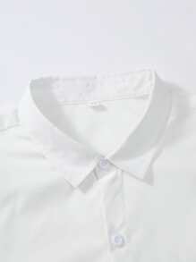 Manfinity Homme Men Letter Patch Detail Cut And Sew Shirt Without Tee - Khaki - View 5
