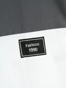 Manfinity Homme Men Letter Patch Detail Cut And Sew Shirt Without Tee - Khaki - View 6