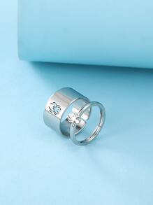 2pcs Spider Decor Ring - Silver - View 2