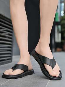 Men Letter Graphic Flip-Flops - Black - View 3