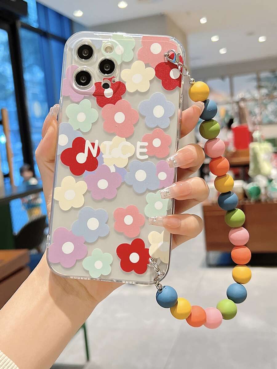 Vỏ điện thoại hoa có dây buộc cườm - Nhiều màu - Xem 1