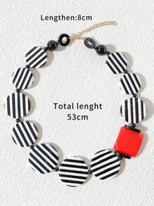 條紋圖案圓形裝飾項鍊 - 彩色 - 查看 3