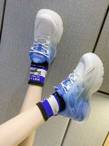 Zapatillas deportivas chunky de dos tonos con textura - Azul - Ver 2