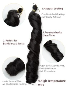 Extensión del pelo largo rizado sintético - Negro - Ver 4