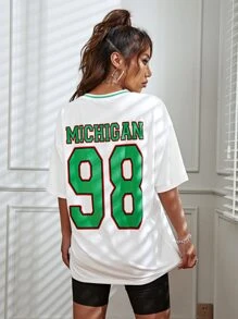 Letter and Number Print Top - White - View 5