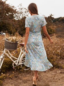 Paisley Print Knot Side Dress - Multicolor - View 2