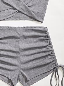 SHEIN Unity Cute Back To School Casual Knitted 2 Pieces Set For Women - Grey - View 4