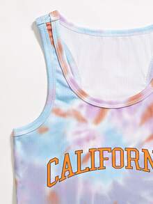 紮染和字母圖案背心上衣 - 彩色 - 查看 3