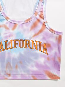 紮染和字母圖案背心上衣 - 彩色 - 查看 4