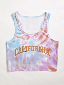 紮染和字母圖案背心上衣 - 彩色 - 查看 5