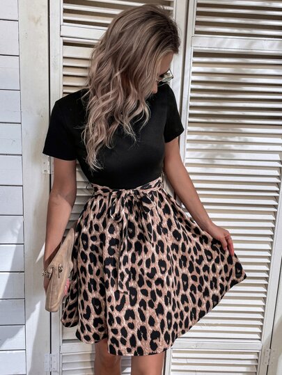 SHEIN Clasi Graphic Print Belted Dress