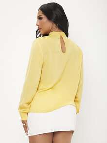 SHEIN SXY Solid Draped Front Top - Yellow - View 2