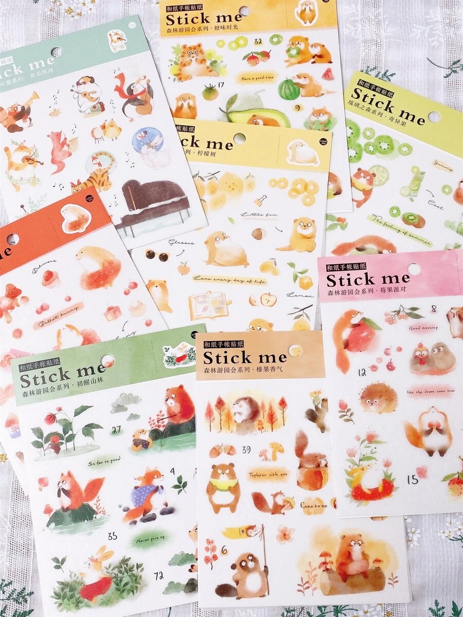 1pc Phim hoạt hình Động vật In Nhãn dán Ngẫu nhiên - Nhiều màu - Xem 1