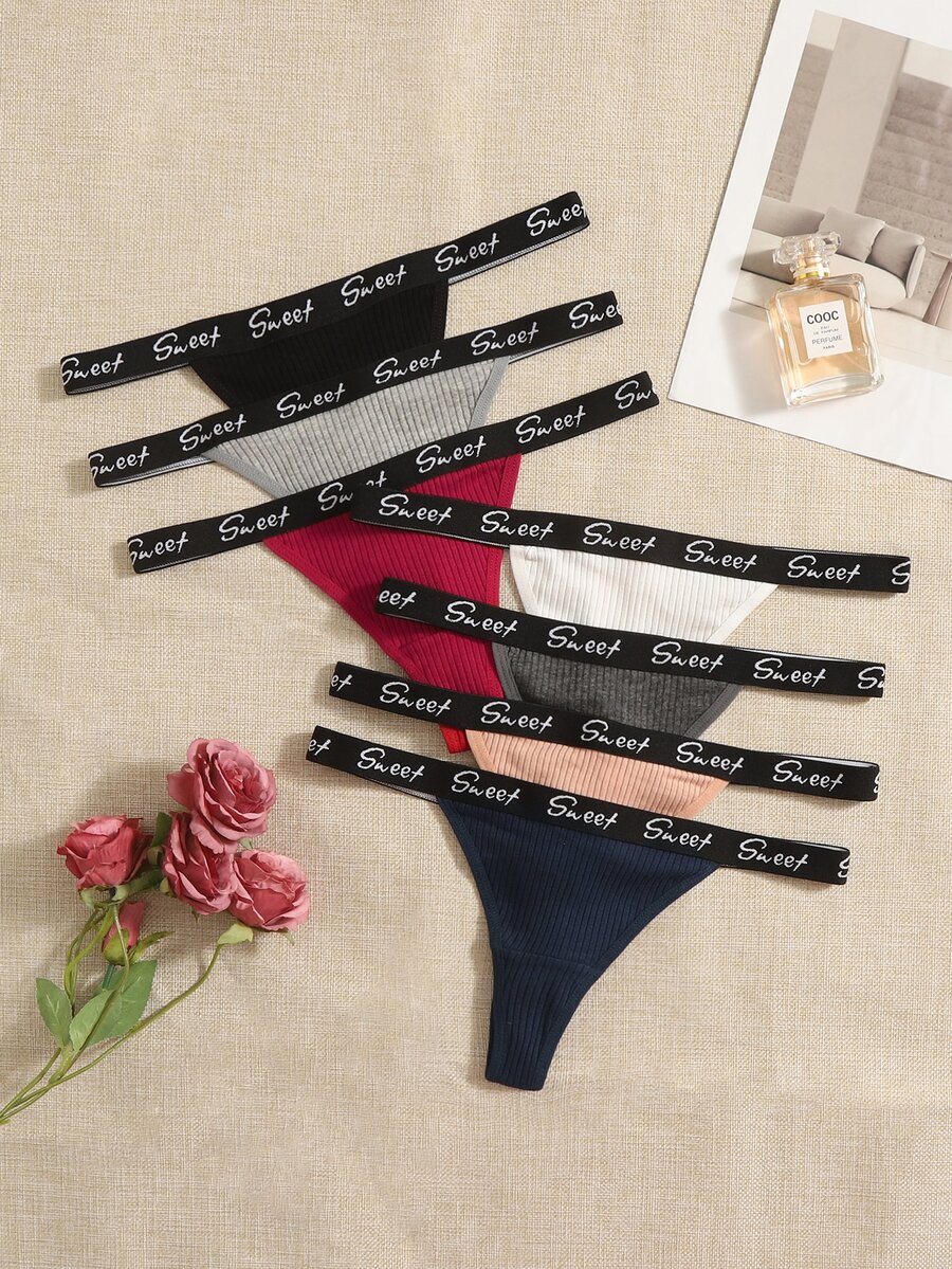 7pack Letter Tape Thong - Multicolor - View 1