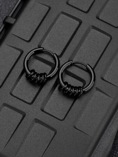 時尚流行男士戒指裝飾圈形耳環不銹鋼珠寶禮物和時尚外觀