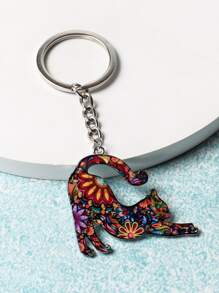 Llavero con estampado floral accesorio gato - Multicolor - Ver 1