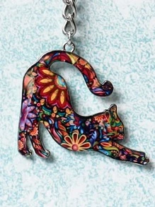 Llavero con estampado floral accesorio gato - Multicolor - Ver 3