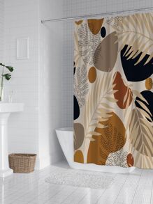 Cortina de ducha con estampado de hoja - Multicolor - Ver 5