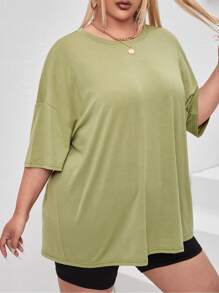 Flirla Plus Butterfly & Slogan Graphic Tee - Olive Green - View 5