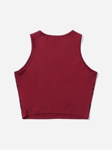 SHEIN ICON Crop Tank Top 90s Đồ họa Hình - Màu Đỏ Sâu - Xem 2