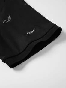 Manfinity Men Random Feather Print Polo Shirt - Black - View 9