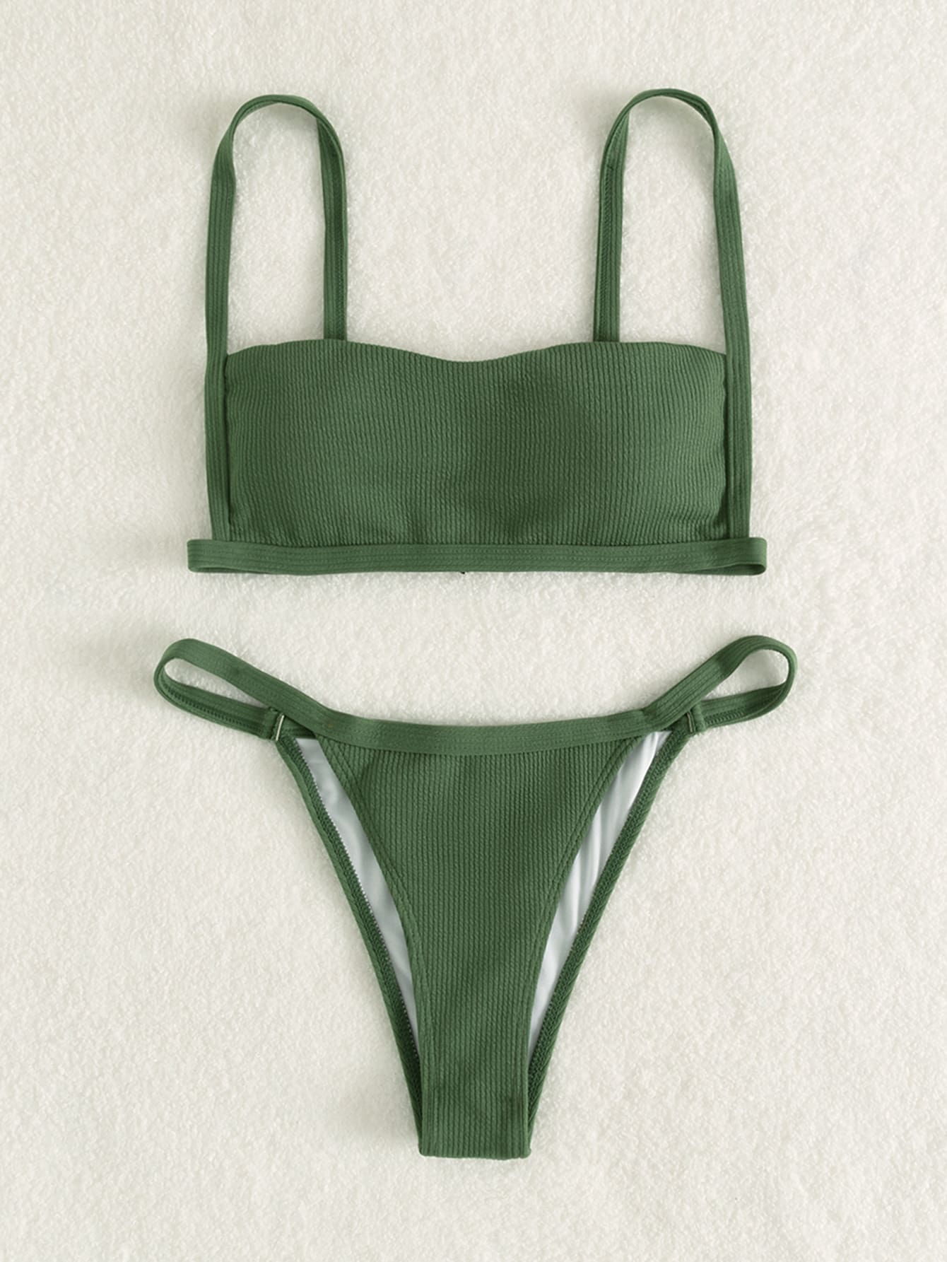 Bikini tanga simple para la playa en verano - Verde militar - Ver 1