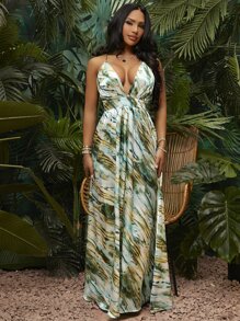 SHEIN SXY Sundress;Beach;Criss Cross Allover Print Dress,Tea Party Dress,Summer Dresses For Women - Multicolor - View 5