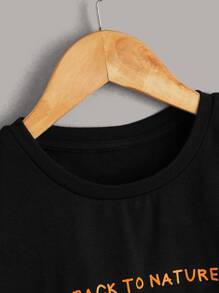 SHEIN Áo thun nam cổ tròn tay ngắn in họa tiết caro và khẩu hiệu màu đơn giản mùa hè cho bé trai tuổi mới lớn - Nhiều màu - Xem 3