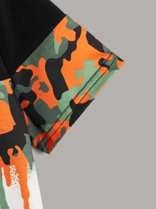 SHEIN Áo thun nam cổ tròn tay ngắn in họa tiết caro và khẩu hiệu màu đơn giản mùa hè cho bé trai tuổi mới lớn - Nhiều màu - Xem 4