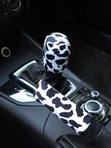 2 piezas Funda con estampado de vaca & engranaje - Blanco y Negro - Ver 1