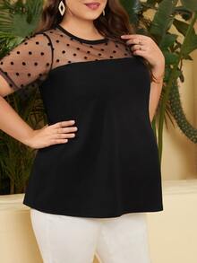 SHEIN Thai sản Hơn Lưới Dobby Áo - màu đen - Xem 4