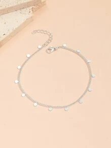 Disc Decor Chain Anklet - Silver - View 2